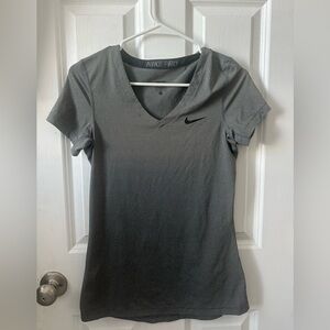 Nike Pro Women's Black and Gray V-Neck Tee